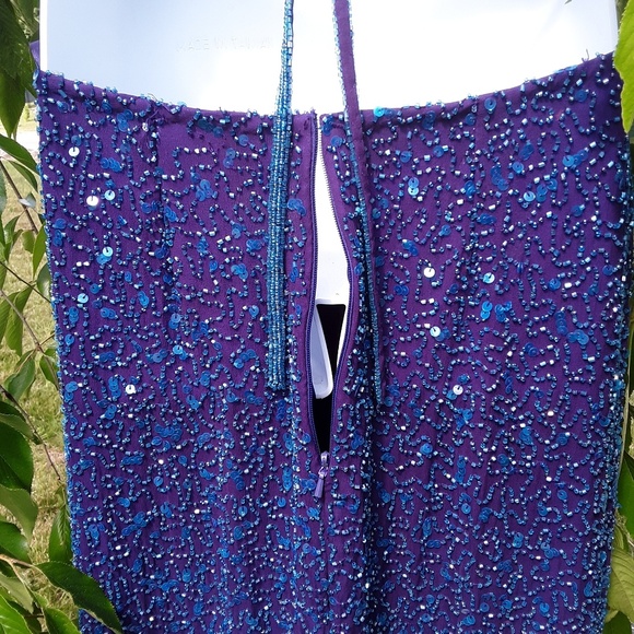 Scala Beaded Side Slit Open Side Strap Back Gown - Picture 5 of 8